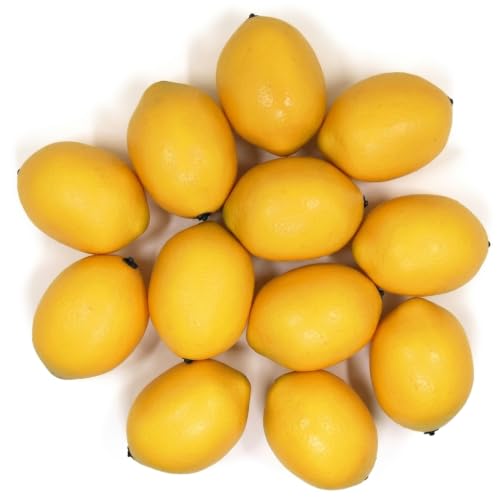 12 Artificial Yellow Lemons - Realistic Faux Fruit Decor