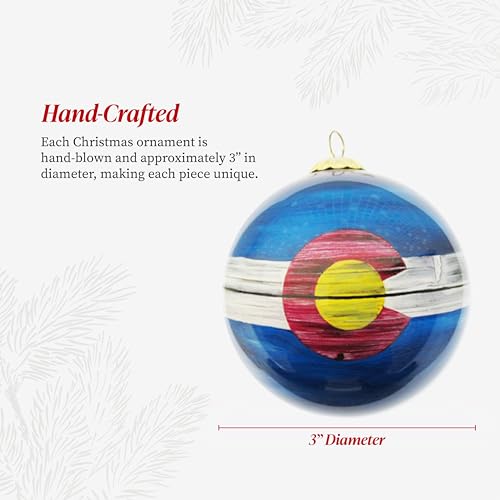 Hand Painted Colorado State Flag Ornament – Distressed Colorado Flag Glass Hanging Christmas Ball, Great for Gifting (Art Studio Company)