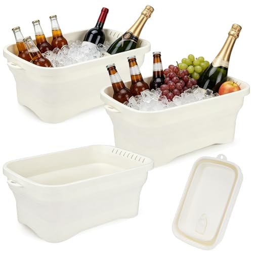 3 Pack Collapsible Ice Buckets for Parties & Drink Cooling - Space Saving Beer & Champagne Chiller