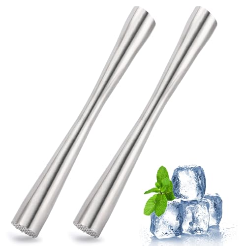 Stainless Steel Cocktail Muddler Set - 10-Inch Bar Accessories for Mojitos, Old Fashioned & Fruit Drinks
