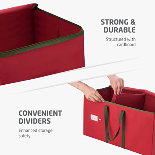 Large Christmas Ornament Storage Box with Dividers for 128 Ornaments