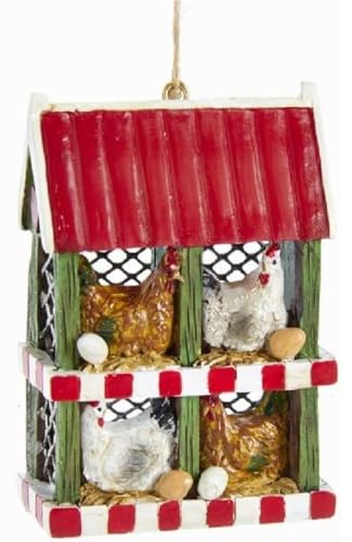 Kurt Adler Chicken Coop Ornament with Chickens and Eggs - Holiday Decor