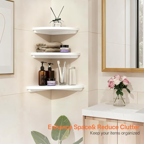 7-Inch Solid Oak Floating Corner Wall Shelf with Cable Management Notch