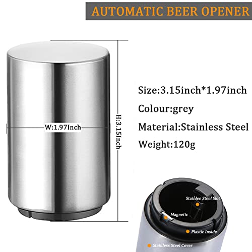 1pcs Automatic Stainless Steel Beer Bottle Opener with Magnetic Cap Catcher - Portable Pop-Off Bar Tool