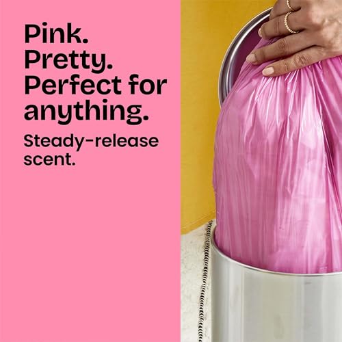 Glad Small Trash Bags 4 Gallon - Cherry Blossom Scented Garbage Bags with Drawstring, 34 Count