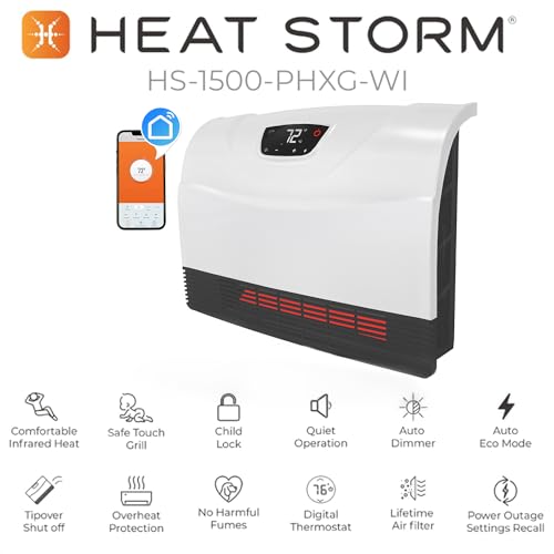 Infrared Wall Mounted Heater 1500W Wi-Fi Smart Space Saving Electric Heat