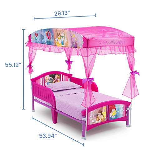 Princess Canopy Toddler Bed with Sheer Organza & Safety Guardrails