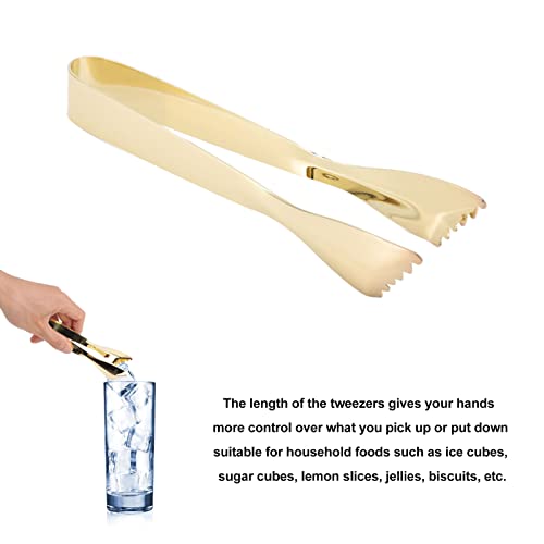 Gold Stainless Steel Ice Tongs for Serving Food & Barware