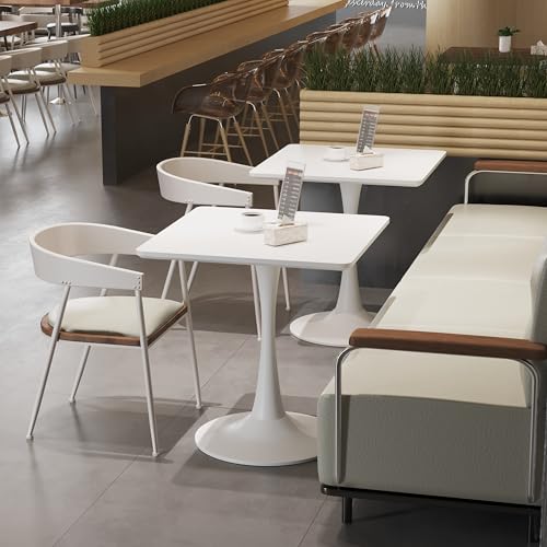 24-Inch Small Square Pedestal Dining Table, Mid-Century Modern Bistro Table