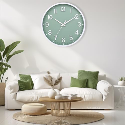 8-Inch Silent Wall Clock, Battery Operated Non-Ticking Round Clock