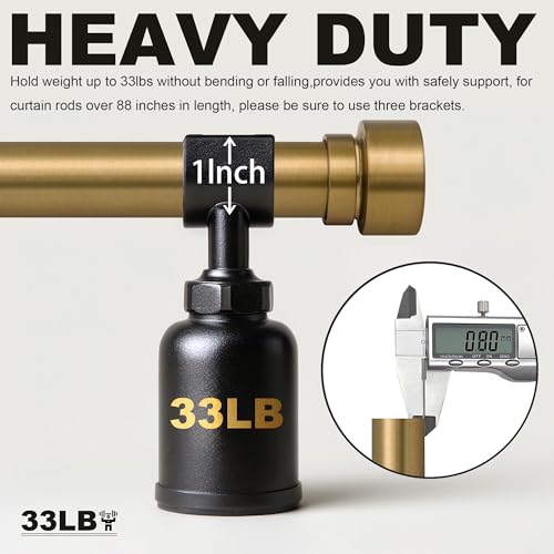 2 Pack Adjustable Curtain Rods, 48-84 Inch Heavy Duty Brass Window Rods