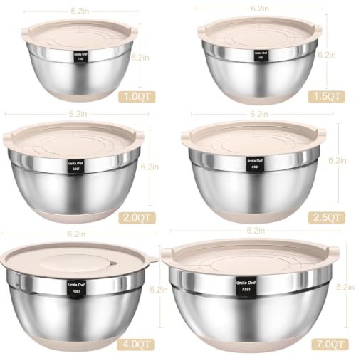 Stainless Steel Mixing Bowls with Airtight Lids & Grater Set, 26-Piece
