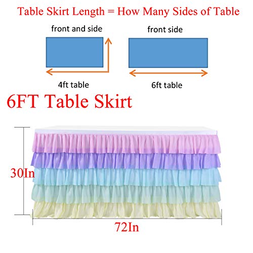 Pastel Rainbow Chiffon Table Skirt for 6ft Rectangle Party Tables