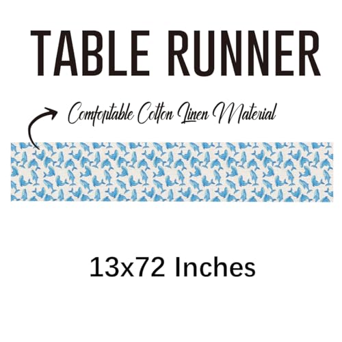 Blue Whale Table Runner - Farmhouse Kitchen Decor, 13x72 Inch, Indoor Outdoor Gift