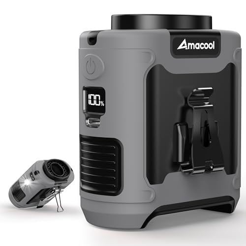 AMACOOL Portable Waist Fan 10000mAh Clip-On Wearable Shirt Fan with LED Light