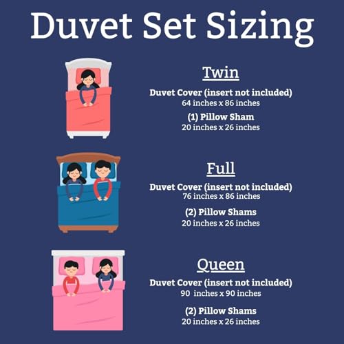 Full Size 3-Piece Duvet Cover Set, Soft Brushed Microfiber Bedding