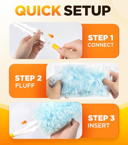 Disposable Duster Refills with Handle - 30 Pack Microfiber Cleaning Kit