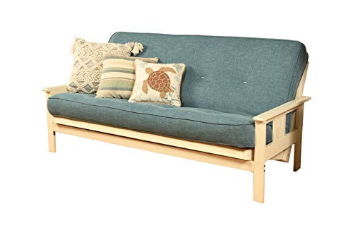 8-Inch Full Size Innerspring Futon Mattress, Aqua Blue Tufted Sleeper Sofa Bed