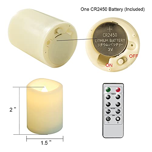 2 Pack White Flameless Flickering Votive Candles with Remote & Timer - Safe LED Tealights for Holiday Decor