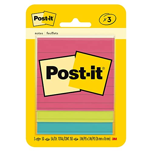 Sticky Notes, 3x3 Inches, 3 Lined Pads - Poptimistic Collection