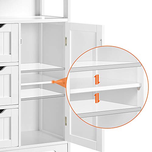 Slim Freestanding Bathroom Storage Cabinet with 3 Drawers and Adjustable Shelf