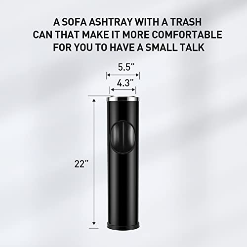 Standing Outdoor Ashtray with Trash Can, Heavy-Duty Metal Cigar Receptacle