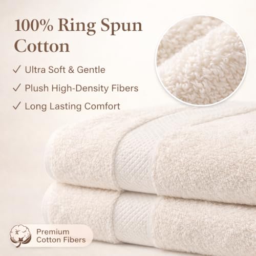 6 Pack Cotton Hair Towels - 20"x38" Quick-Dry Absorbent Towels for Hair