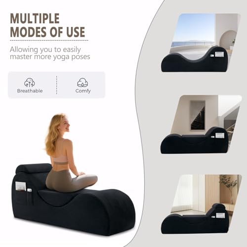 Ergonomic Yoga Chaise Lounge Chair with Headrest and Lumbar Support
