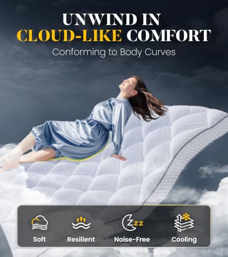 Milcabe 3 Inch Queen Memory Foam Mattress Topper - Plush Pillow Top Pad