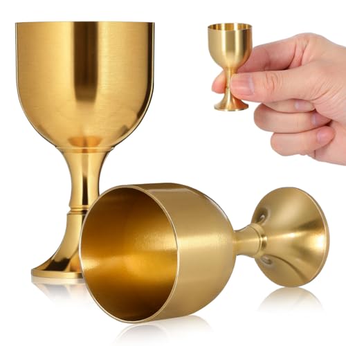 Brass Offering Goblet Set - 2 Piece Altar Water Cup for Ritual Worship