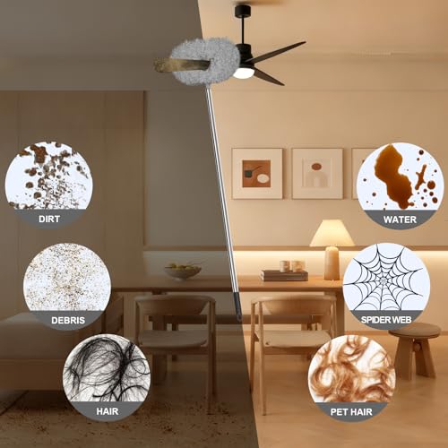 Extendable Ceiling Fan Duster with 13-50 Inch Pole - Bendable Microfiber Brush