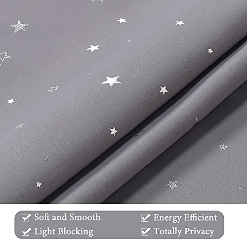 Star Pattern Blackout Curtains - Thermal Insulated Grommet Drapes, 52x63