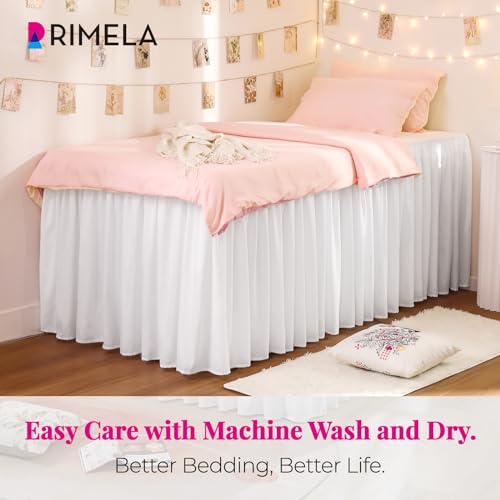 Twin XL Wrap Around Bed Skirt 32 Inch Drop - White Ruffled Dorm Essential