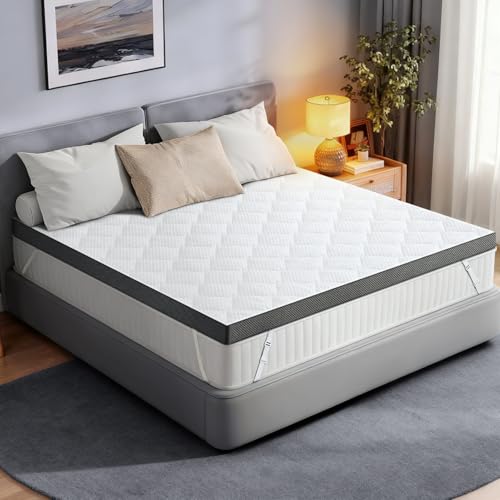 Extra Firm Queen Mattress Topper - 3 Inch High Density with Washable Cover