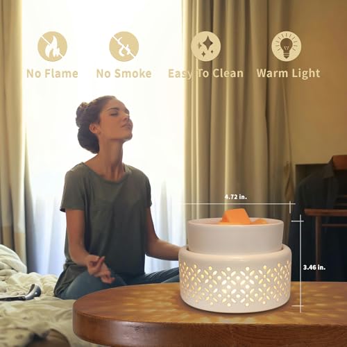 Ceramic Wax Melt Warmer with LED Night Light - Electric Fragrance Melter