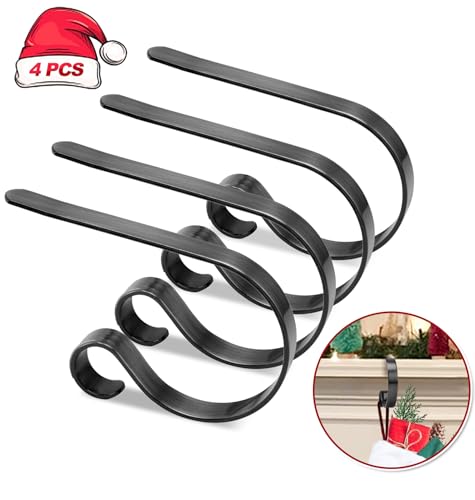 Scratch-Free Adjustable Christmas Stocking Holders for Mantle, Set of 4