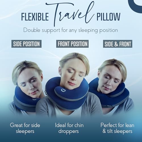 BCOZZY Travel Neck Pillow for Airplane – Navy Large