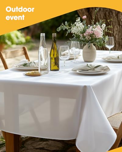 Niuara White Plastic Tablecloth 4-Pack 54x108 Rectangle Table Cover for Parties