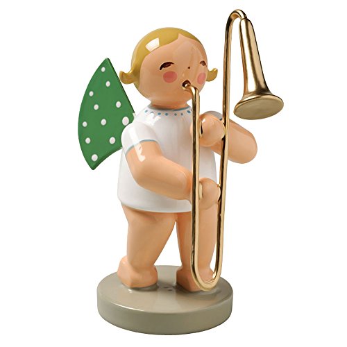 Wendt & Kühn Hand-Painted German Angel Figurine with Trombone, Collectible Decor