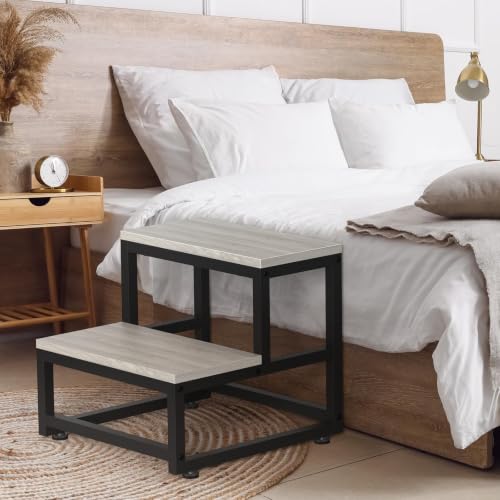 Heavy Duty 2-Step Stool, Non-Slip Wooden Step Stool for Adults and Kids