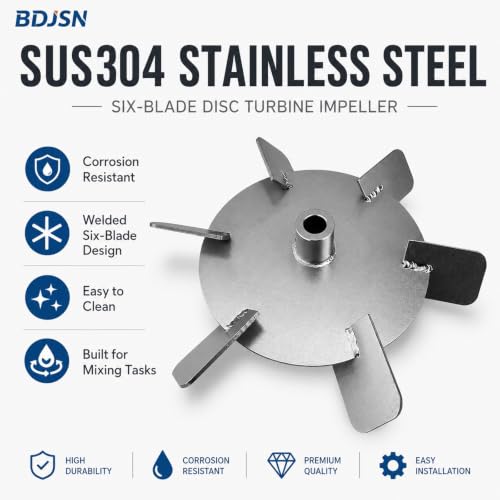 BDJSN 15x250mm Stainless Steel 6-Blade Mixer Impeller for Drum & Tank Mixers