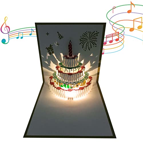 3D Pop Up Birthday Card with LED Light & Music - 5.9"