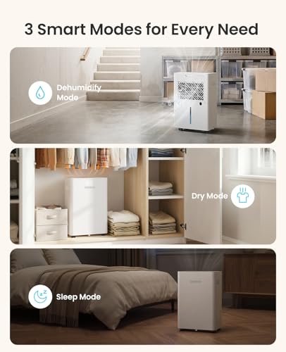 Home Dehumidifier 34 Pint for Basements and Large Rooms