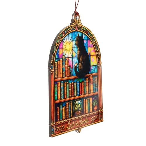 Christmas Book Ornament with Black Cat - 2026 Holiday Keepsake, Cat 04