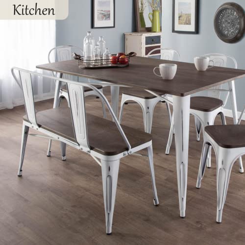 42-Inch Rustic Industrial Dining Bench with Removable Backrest