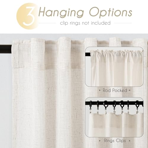 Light Filtering Linen Curtains Set of 2 Panels 92 Inch