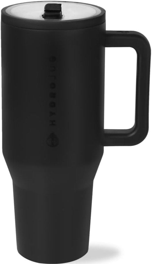 HydroJug Traveler - 32 oz Insulated Water Bottle with Handle & Flip Straw - Leak Resistant, Black