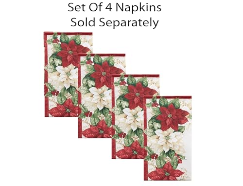 Newbridge Christmas Presley Red & White Poinsettia 60 x 144 Inch Rectangle Tablecloth
