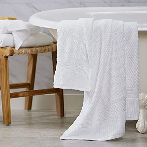 6-Piece Premium Cotton Bath Towel Set - Quick-Dry Absorbent White Towels