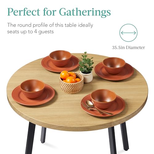 Best Choice Products 35.5-Inch Natural Round Dining Table for 2-4, Mid-Century Kitchen Nook
